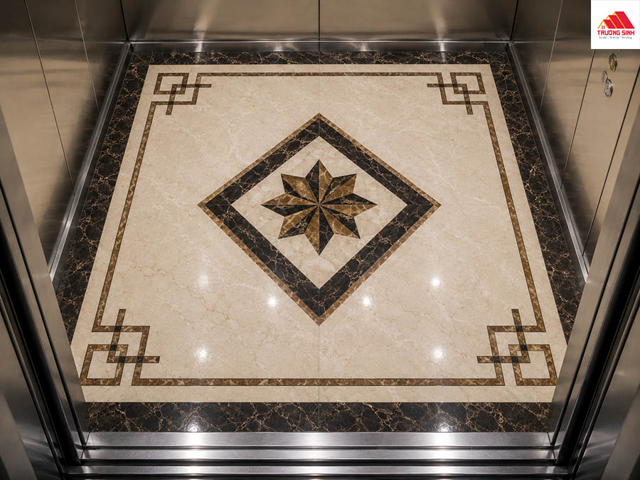 Sàn thang máy ốp đá marble
